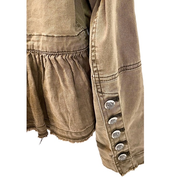 🎉🎉 HP!❤️ Free People Ruffle Bottom Military Style Jacket - Picture 3 of 6